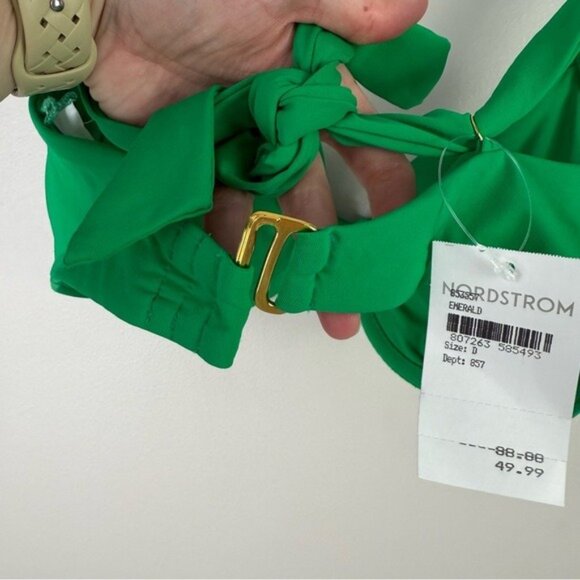 Becca Underwire Bikini Top D Cup Emerald Green Ruched Color Code Swim - Picture 7 of 9